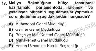 Devlet Bütçesi Dersi 2012 - 2013 Yılı Tek Ders Sınav Soruları 17. Soru