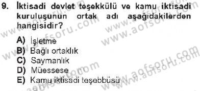 Devlet Bütçesi Dersi 2012 - 2013 Yılı Tek Ders Sınav Soruları 9. Soru