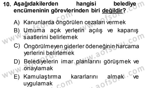 Devlet Bütçesi Dersi 2013 - 2014 Yılı (Final) Dönem Sonu Sınav Soruları 10. Soru