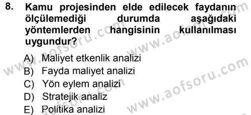Devlet Bütçesi Dersi 2013 - 2014 Yılı Tek Ders Sınav Soruları 8. Soru