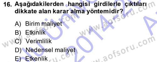 Devlet Bütçesi Dersi 2014 - 2015 Yılı (Vize) Ara Sınav Soruları 16. Soru
