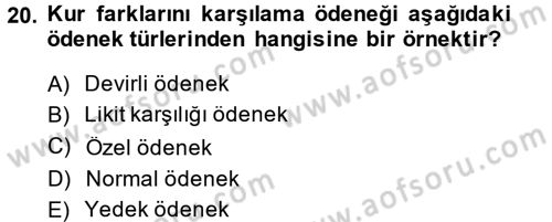 Devlet Bütçesi Dersi 2014 - 2015 Yılı Tek Ders Sınav Soruları 20. Soru