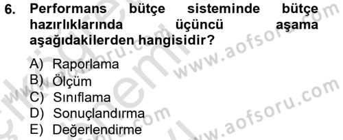 Devlet Bütçesi Dersi 2014 - 2015 Yılı Tek Ders Sınav Soruları 6. Soru