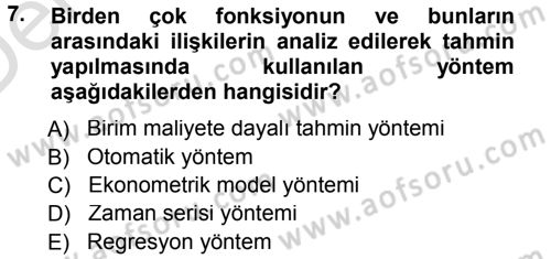Devlet Bütçesi Dersi 2014 - 2015 Yılı Tek Ders Sınav Soruları 7. Soru