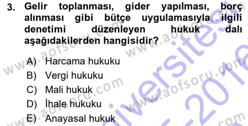 Devlet Bütçesi Dersi Ara Sınavı Deneme Sınav Soruları 3. Soru