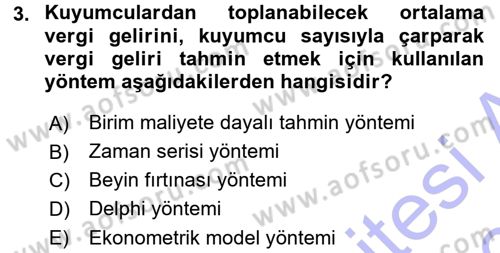 Devlet Bütçesi Dersi 2015 - 2016 Yılı (Final) Dönem Sonu Sınav Soruları 3. Soru