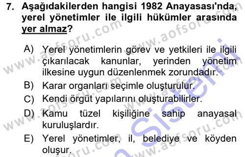 Devlet Bütçesi Dersi 2015 - 2016 Yılı (Final) Dönem Sonu Sınav Soruları 7. Soru