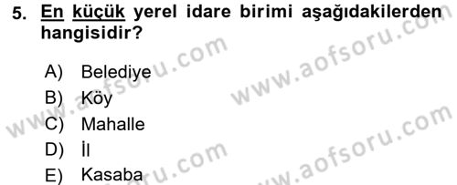 Devlet Bütçesi Dersi 2015 - 2016 Yılı Tek Ders Sınav Soruları 5. Soru