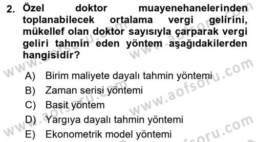 Devlet Bütçesi Dersi 2016 - 2017 Yılı (Final) Dönem Sonu Sınav Soruları 2. Soru