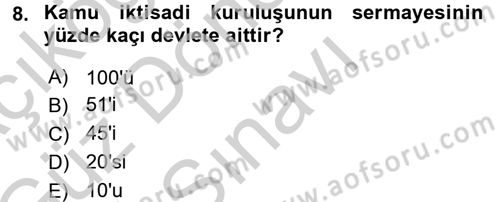 Devlet Bütçesi Dersi 2016 - 2017 Yılı (Final) Dönem Sonu Sınav Soruları 8. Soru