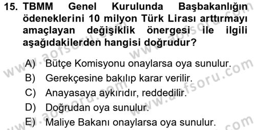 Devlet Bütçesi Dersi 2017 - 2018 Yılı 3 Ders Sınav Soruları 15. Soru