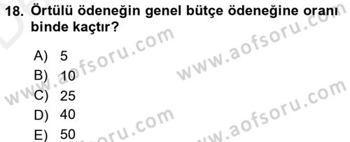 Devlet Bütçesi Dersi 2017 - 2018 Yılı 3 Ders Sınav Soruları 18. Soru