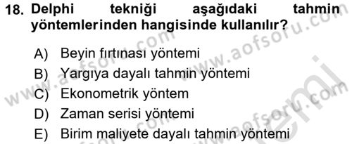 Devlet Bütçesi Dersi Ara Sınavı Deneme Sınav Soruları 18. Soru