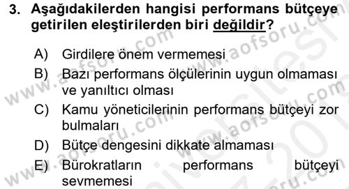 Devlet Bütçesi Dersi 2017 - 2018 Yılı (Final) Dönem Sonu Sınav Soruları 3. Soru