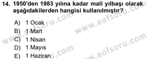 Devlet Bütçesi Dersi 2018 - 2019 Yılı 3 Ders Sınav Soruları 14. Soru