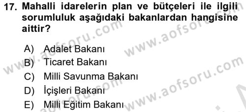 Devlet Bütçesi Dersi 2018 - 2019 Yılı 3 Ders Sınav Soruları 17. Soru