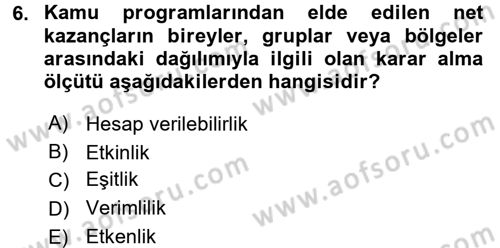 Devlet Bütçesi Dersi 2018 - 2019 Yılı 3 Ders Sınav Soruları 6. Soru