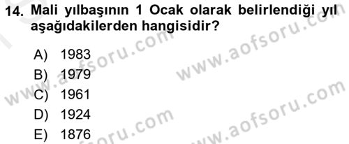 Devlet Bütçesi Dersi 2018 - 2019 Yılı (Final) Dönem Sonu Sınav Soruları 14. Soru