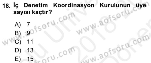 Devlet Bütçesi Dersi 2018 - 2019 Yılı (Final) Dönem Sonu Sınav Soruları 18. Soru