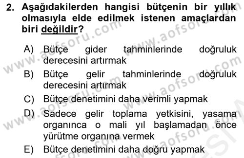 Devlet Bütçesi Dersi 2018 - 2019 Yılı (Final) Dönem Sonu Sınav Soruları 2. Soru