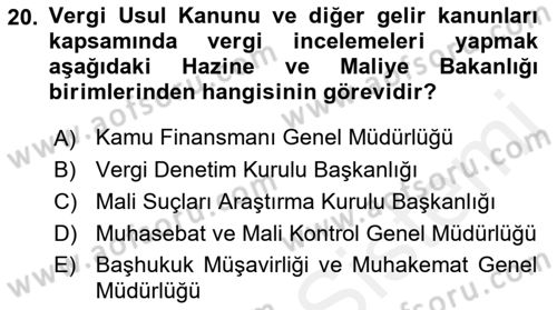 Devlet Bütçesi Dersi 2018 - 2019 Yılı (Final) Dönem Sonu Sınav Soruları 20. Soru