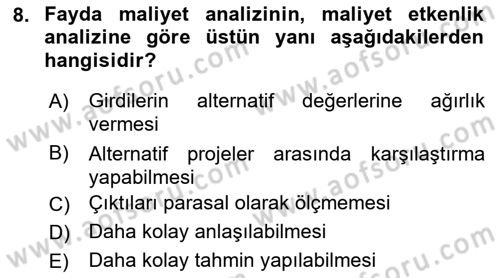 Devlet Bütçesi Dersi 2018 - 2019 Yılı (Final) Dönem Sonu Sınav Soruları 8. Soru