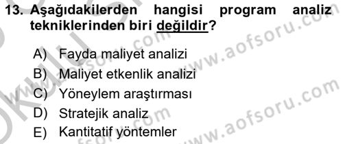 Devlet Bütçesi Dersi 2018 - 2019 Yılı Yaz Okulu Sınav Soruları 13. Soru