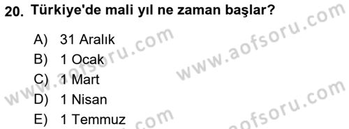 Devlet Bütçesi Dersi 2018 - 2019 Yılı Yaz Okulu Sınav Soruları 20. Soru