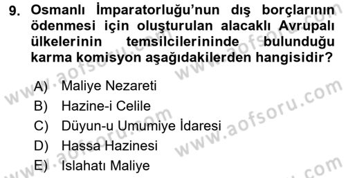 Devlet Bütçesi Dersi 2018 - 2019 Yılı Yaz Okulu Sınav Soruları 9. Soru