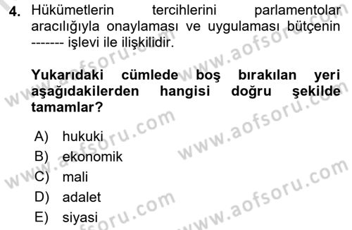 Devlet Bütçesi Dersi 2019 - 2020 Yılı (Vize) Ara Sınav Soruları 4. Soru