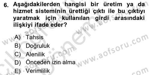Devlet Bütçesi Dersi 2019 - 2020 Yılı (Vize) Ara Sınav Soruları 6. Soru