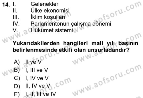 Devlet Bütçesi Dersi 2019 - 2020 Yılı (Final) Dönem Sonu Sınav Soruları 14. Soru