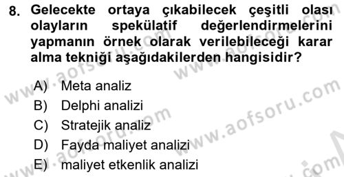 Devlet Bütçesi Dersi 2019 - 2020 Yılı (Final) Dönem Sonu Sınav Soruları 8. Soru