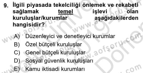 Devlet Bütçesi Dersi 2019 - 2020 Yılı (Final) Dönem Sonu Sınav Soruları 9. Soru