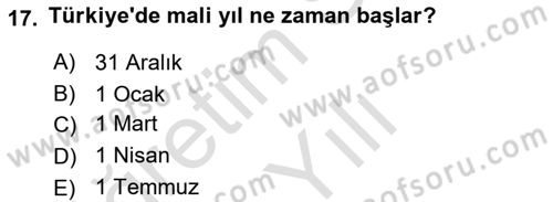 Devlet Bütçesi Dersi 2020 - 2021 Yılı Yaz Okulu Sınav Soruları 17. Soru