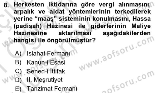 Devlet Bütçesi Dersi 2020 - 2021 Yılı Yaz Okulu Sınav Soruları 8. Soru