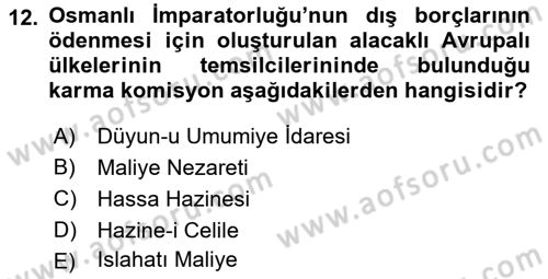Devlet Bütçesi Dersi Ara Sınavı Deneme Sınav Soruları 12. Soru