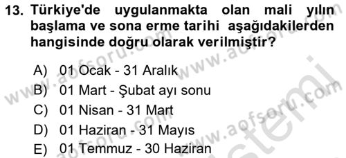 Devlet Bütçesi Dersi 2021 - 2022 Yılı (Final) Dönem Sonu Sınav Soruları 13. Soru
