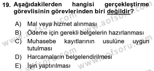 Devlet Bütçesi Dersi 2021 - 2022 Yılı (Final) Dönem Sonu Sınav Soruları 19. Soru