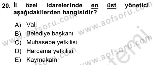 Devlet Bütçesi Dersi 2021 - 2022 Yılı (Final) Dönem Sonu Sınav Soruları 20. Soru