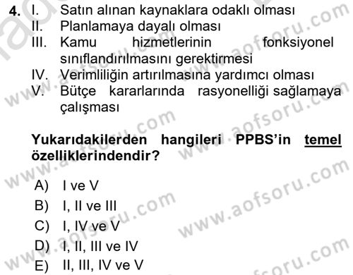 Devlet Bütçesi Dersi 2021 - 2022 Yılı (Final) Dönem Sonu Sınav Soruları 4. Soru
