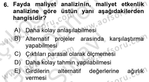 Devlet Bütçesi Dersi 2021 - 2022 Yılı (Final) Dönem Sonu Sınav Soruları 6. Soru