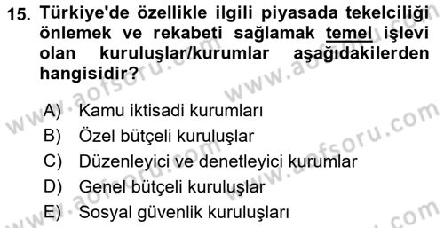 Devlet Bütçesi Dersi 2021 - 2022 Yılı Yaz Okulu Sınav Soruları 15. Soru