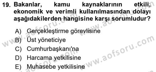 Devlet Bütçesi Dersi 2021 - 2022 Yılı Yaz Okulu Sınav Soruları 19. Soru