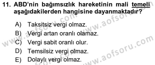 Devlet Bütçesi Dersi Ara Sınavı Deneme Sınav Soruları 11. Soru
