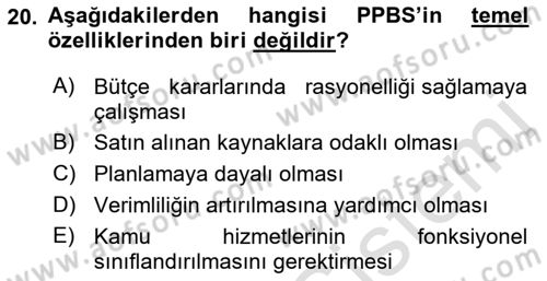 Devlet Bütçesi Dersi 2022 - 2023 Yılı (Vize) Ara Sınav Soruları 20. Soru