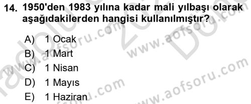 Devlet Bütçesi Dersi 2022 - 2023 Yılı (Final) Dönem Sonu Sınav Soruları 14. Soru