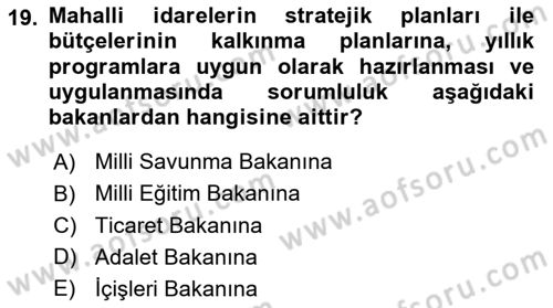 Devlet Bütçesi Dersi 2022 - 2023 Yılı (Final) Dönem Sonu Sınav Soruları 19. Soru
