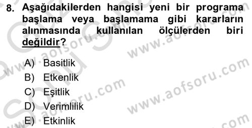 Devlet Bütçesi Dersi 2022 - 2023 Yılı (Final) Dönem Sonu Sınav Soruları 8. Soru
