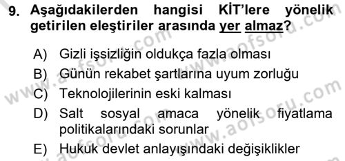 Devlet Bütçesi Dersi 2022 - 2023 Yılı (Final) Dönem Sonu Sınav Soruları 9. Soru